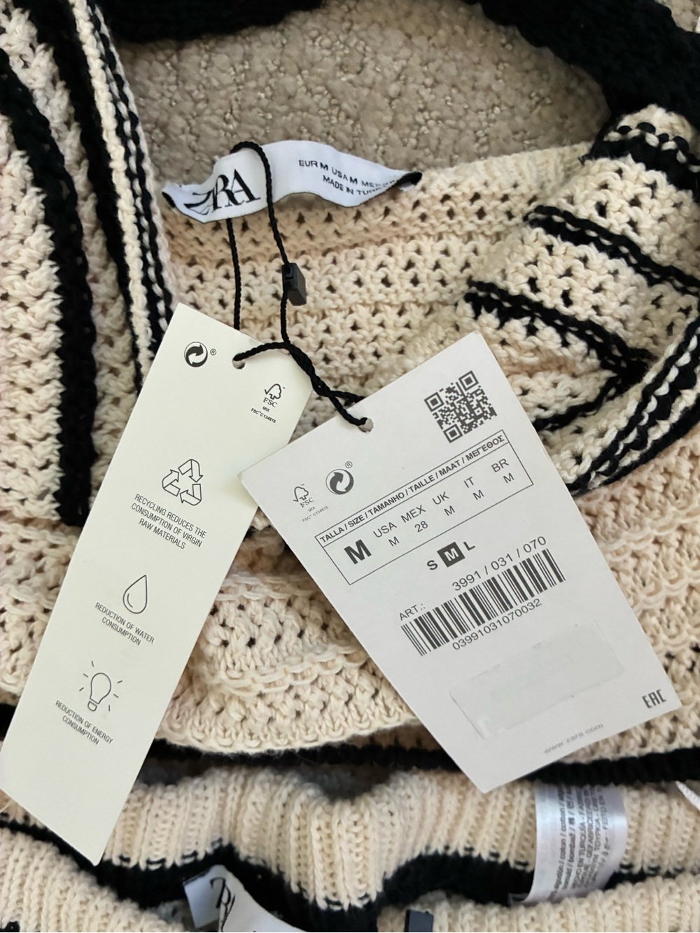 Zara Black & Cream Striped Crochet Set - Picture 3 of 4